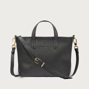 Genuine Leather Crossbody Handbag Tote Satchel Purse - Black Color